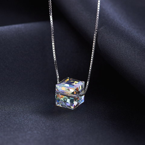 BAFFIN Crystals From Swarovski Colorful Cube Beads Necklace Pendants Silver Color Chain Necklaces For Women Wedding Chic Gift ► Photo 1/6