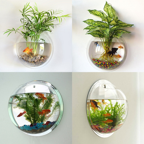 Acrylic Fish Bowl Wall Hanging Aquarium Tank Aquatic Pet Supplies Pot Plant Vase Mounted Home Decoration ► Photo 1/6