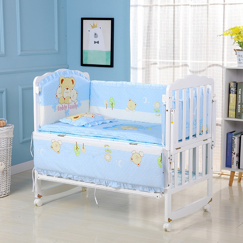 5pcs/set Infant Bedding Set  Cotton Newborn Baby Crib Bumpers Safety Bed Fence Protector Baby Room Decor Bedding Bumpers  ZT12 ► Photo 1/6