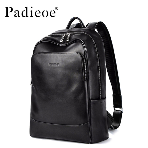 Padieoe Original Leather Backpack School Bag Men's Notebook Backpack New Year's Gift for Teenager Genuine Leather 15