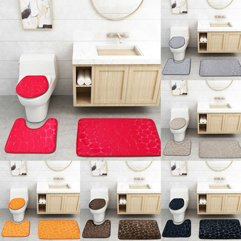 3Pcs/set Bathroom Mat Pedestal Rug Non Slip Memory Push Bathroom Toilet Lid Cover Bath Mat Carpet Bathroom Toliet Rug ► Photo 1/6