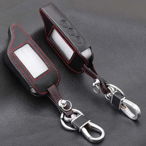  3 Buttons Leather Car-Styling Key Cover Case For Starline B9 B6 A91 A61 Twage Two Way Car Alarm System keychain ► Photo 1/5