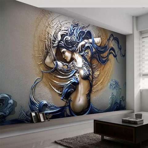 Custom Any Size Mural Wallpaper 3D Embossed Fashion Figure Photo Wall Paper Living Room TV Bedroom Creative Art Wall Paper Decor ► Photo 1/6
