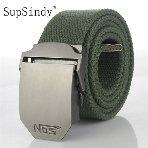 SupSindy men&women Canvas belt luxury Alloy buckle military belt Army tactical belts for Male jeans High quality men strap Black ► Photo 1/6