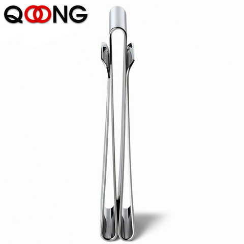 QOONG Stainless Steel Slim Third Sided Men Women Metal Money Clip Wallet Credit Card Money Holder Bill Steel Clip Clamp ML1-005 ► Photo 1/6