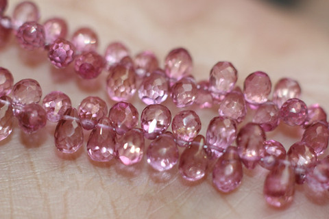 one PIECE loose beads pink topaz  drop  faceted 7-8mm  for DIY jewelry making FPPJ wholesale beads nature gem stone ► Photo 1/3