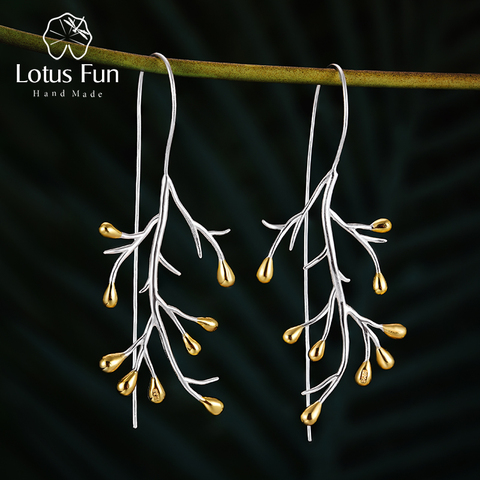Lotus Fun Real 925 Sterling Silver Earrings Creative Fine Jewelry Statement Tree Fashion Drop Earrings for Women Christmas Gift ► Photo 1/6