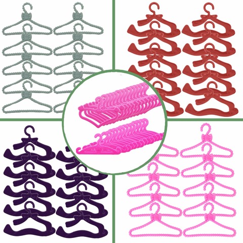 10 Pcs/Lot Doll Accessories Pink Purple Grey Wardrobe Dollhouse Dress Clothes Plastic Hangers for Barbie Ken Doll Clothes Toy ► Photo 1/6