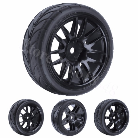 4Pcs 26mm Rubber RC Tyres & Wheel Rims Hex 12 For 1:10th HSP HPI Sprint 2 Drift RS4 On Road Cars 4WD ► Photo 1/6