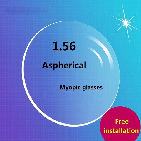 1.56 brand aspheric optical glass lenses Myopia prescription lenses for eyes hard coated UV Green film radiation colored lens ► Photo 1/1