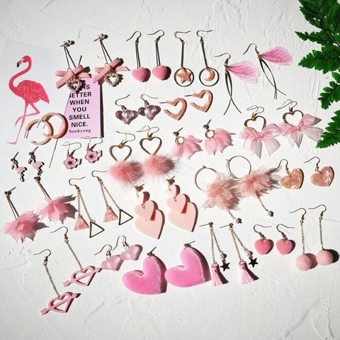 Women's Pink heart shape cute drop Earrings stylish korean style elegant fashion jewelry drop Earrings for girls Petal Earrings ► Photo 1/6
