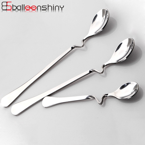 BalleenShiny Stainless Steel Suspensible Long Handled Spoons Seasoning Ladle Scoop Twisting Hanging Cup Coffee Dessert Teaspoon ► Photo 1/1