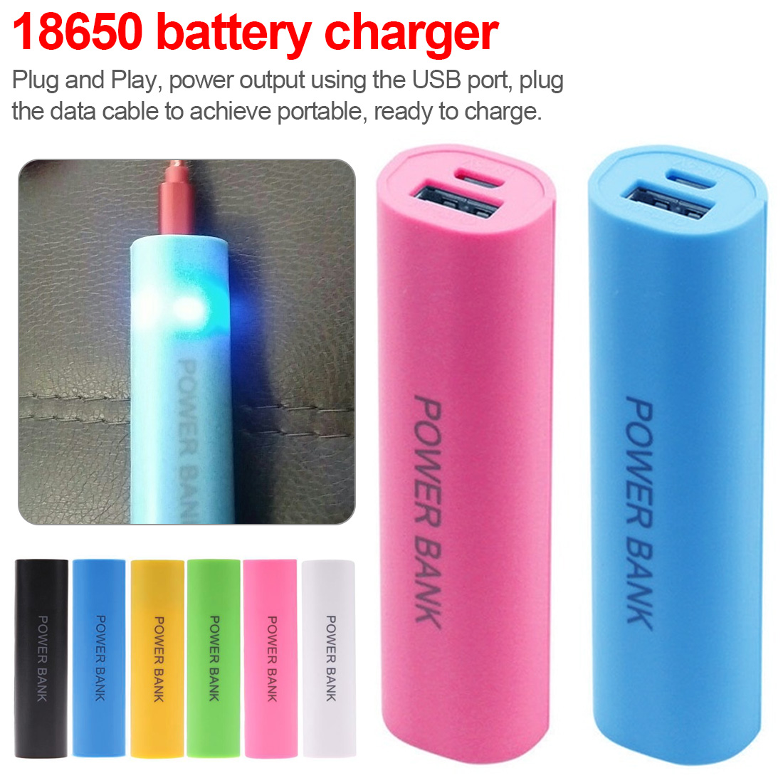 Yellow USB Power Bank Charger Pack Box Battery Case For 1x18650 DIY Portable NEU 