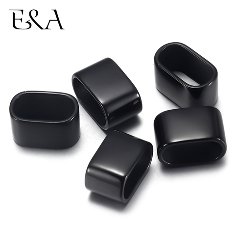 5pcs Black Plating Spacer Beads Mirror Polish Stainless Steel Large Hole Bead Slider for Bracelet DIY Jewelry Making Accessories ► Photo 1/6