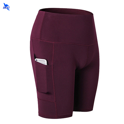 2022 Women Compression Quick Dry Sports Yoga Shorts With Pockets High Waist Elastic Leggings Running Jogging Gym Fitness Tights ► Photo 1/6