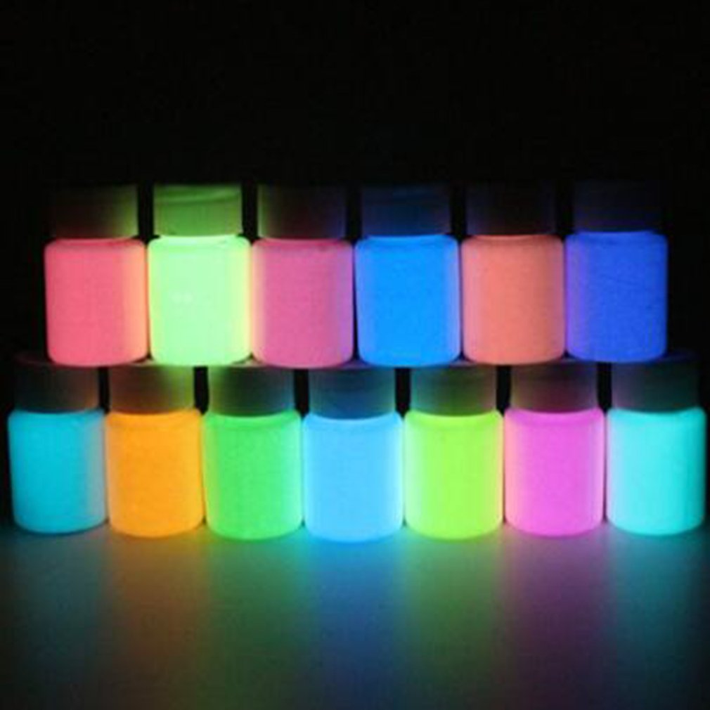 13 Colors Acrylic Paint Glow in the Dark gold Glowing paint Luminous  Pigment Fluorescent Powder painting for Nail Art supplies