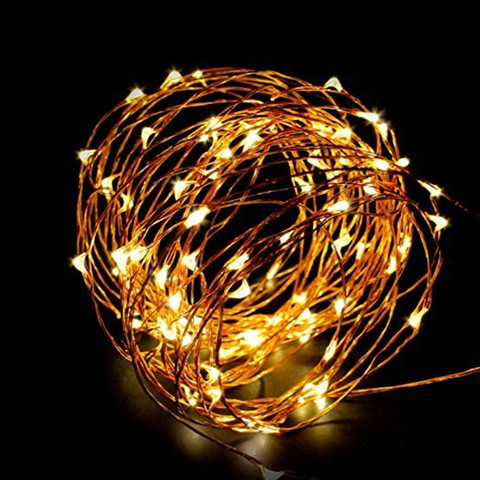 Fairy light string battery powered USB waterproof 2 meters 10meters 100 LED string 33FT silver line firefly holiday light strip ► Photo 1/6