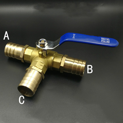 8mm Hose Barb Three Way Tee Type T-Port Brass Ball Valve For Water Oil Air ► Photo 1/1