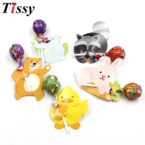 50PCS/Lot Creative Cute Animal Candy Lollipop Decoration Cards For Wedding Kids Birthday Party Candy Gift Accessories Supplies ► Photo 1/6