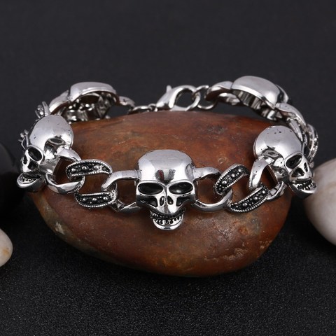 ZOSHI 316L Stainless steel Cool Men's Steel High Quality Biker Man Skull charms Bracelet Chain Factory Price Bracelets & Bangles ► Photo 1/6
