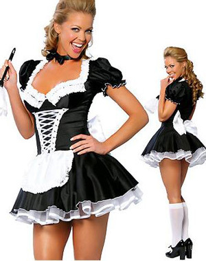 ML5034 Free Shipping High Quality Sexy Adult Woman 2PC Late Night French Maid Servant Costume French Maid Costume ► Photo 1/6