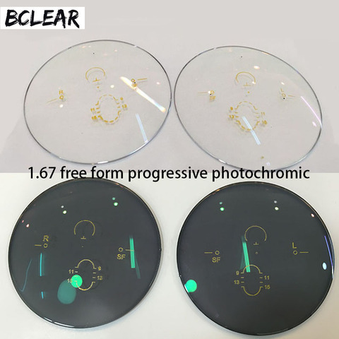 BCLEAR 1.67 Photochromic Gray Brown Freeform Multi Focal Progressive Lens Customized Lens See Far and Near for Myopia or Reading ► Photo 1/6