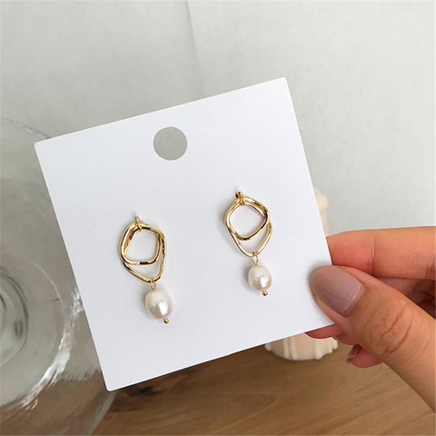 Ms earrings geometric natural freshwater pearl earrings stud earrings fashion female temperament joker pearl earrings ► Photo 1/6