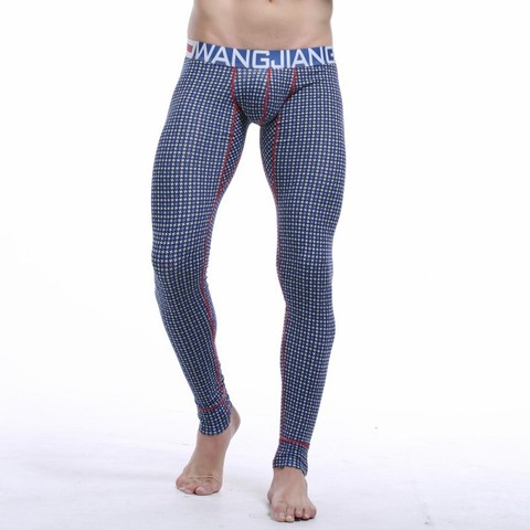 WJ Men's Warm Pants Cotton Breathable Slimming Plaid Thin Leggings Autumn and Winter Monolayer Male Long Johns ► Photo 1/6
