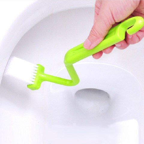 Plastic Long Handle Curved Plastic Toilet Cleaning Brush Corner