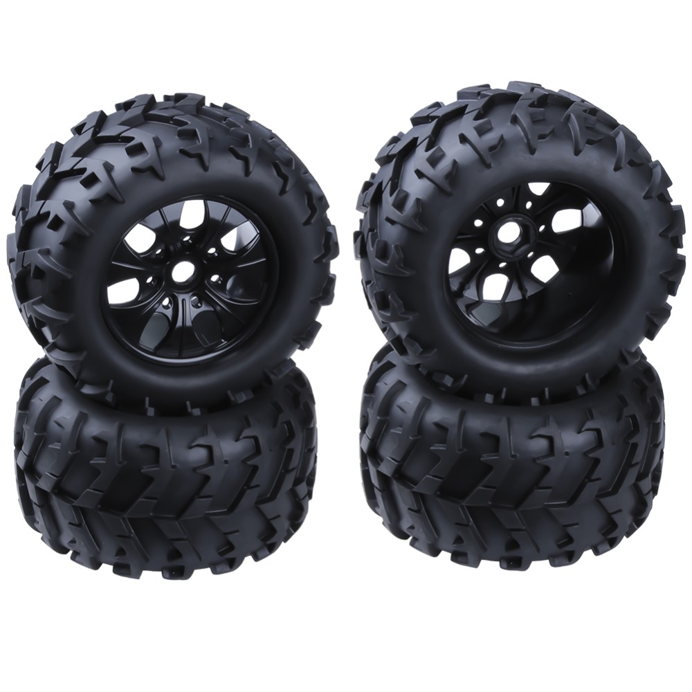 RC Tires Wheels 1/8 Scale 17mm Truck Tyres Remote Control Cars Tyre RC  Wheel and Rim for RC Car Accessories Orange 