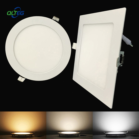 Ultra Thin LED Panel Downlight 3W 6W 9W 12W15W 18W Round/ Square LED Ceiling Recessed Light AC85-265V LED Panel dimmable lamps ► Photo 1/6