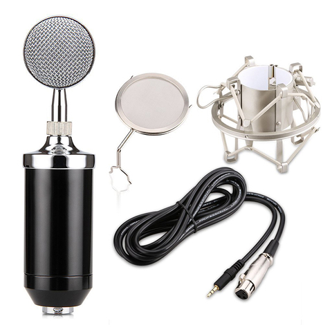 BM-8000 Professional Sound Studio Recording Condenser Wired Microphone With 3.5mm Plug Stand Holder Pop Filter for KTV ► Photo 1/6