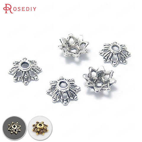 (4331)100PCS Diameter 9MM Height 3MM Antique Style Zinc Alloy Flower Beads Caps Diy Jewelry Findings Accessories Wholesale ► Photo 1/6