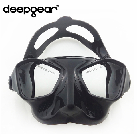 DEEPGEAR Extreme low volume spearfishing mask black silicon freediving mask top spearfishing and dive gears tempered scuba mask ► Photo 1/4