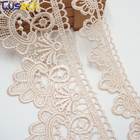 2 yards Lace Ribbon Trim Applique for Costumes Dresses Trimmings Edge Apricot 8 cm Lace Fabric Embroidery Strip Sewing on Cusack ► Photo 1/5