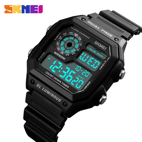 SKMEI Fashion Outdoor Sport Watch Men PU Strap Multifunction Waterproof Watches Alarm Male Digital Watch reloj hombre 1299 ► Photo 1/6