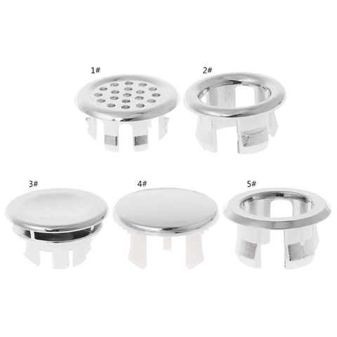 Bathroom Basin Sink Overflow Ring Six-foot Round Insert Chrome Hole Cover Cap ► Photo 1/6