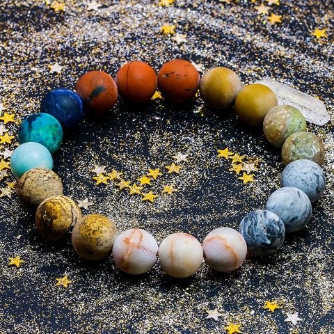 Universe Premium Space Planets Solar System Natural Stone Beads Bracelet Bangle for Women Men Gift Chakra Yoga Jewelry ► Photo 1/6