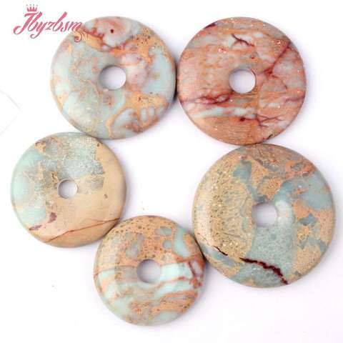 25,30,35,40mm Natural Donut Multicolor Shoushan Stone Natural Stone Beads Pendant Beads For Necklace Jewelry Making 1 Pcs ► Photo 1/4