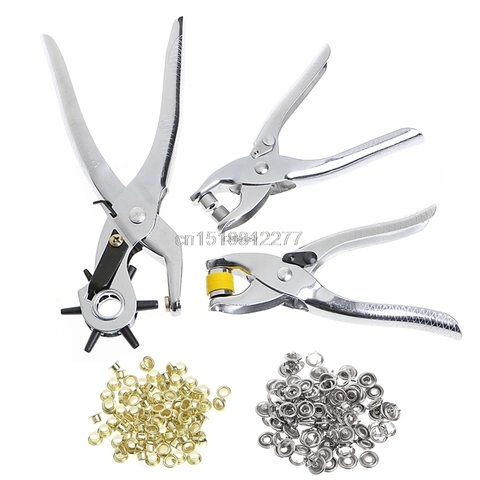 128Pcs/Set Leather Hole Punch Repair Tool Eyelets Grommets + Pliers Kit M15 dropshipping ► Photo 1/4