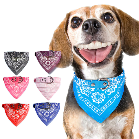 Adjustable Dog Bandana Leather Printed Soft Collar For Dog Pet Supplies Cat Dog Scarf Collar For Chihuahua Puppy Pet Neckerchief ► Photo 1/6