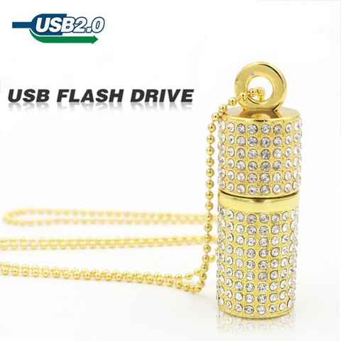 Gold usb flash drive 64GB pen drive 32GB U Disk 8GB 16GB diamond metal Pendant memory stick flash card pen drive pendrive GIFT ► Photo 1/1
