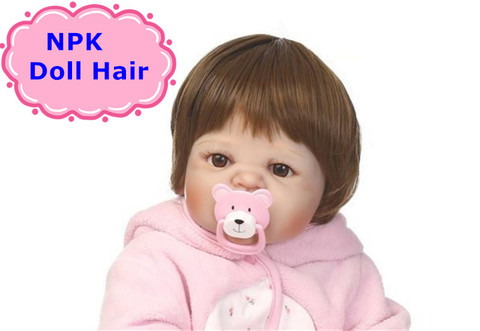 NPK 55-57cm Full Silicone Reborn Boy Sticked Hair Wig 22 inch Silicone Realistic Reborn Baby Dolls Hair Wig DIY Doll Accessory ► Photo 1/6