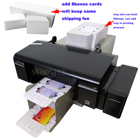 Automatic PVC cards cd dvd disk inkjet printer with 50 pvc card trays &2 cd trays &8boxes(1840pcs) blank inkjet pvc cards ► Photo 1/4