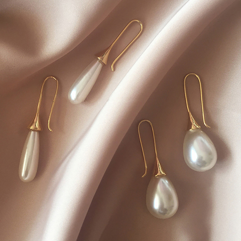 White Teardrop Simulation Pearl Earrings Dangle For Women Baroque Palace Style Jewelry Long Temperament Hook Simple Earrings ► Photo 1/5