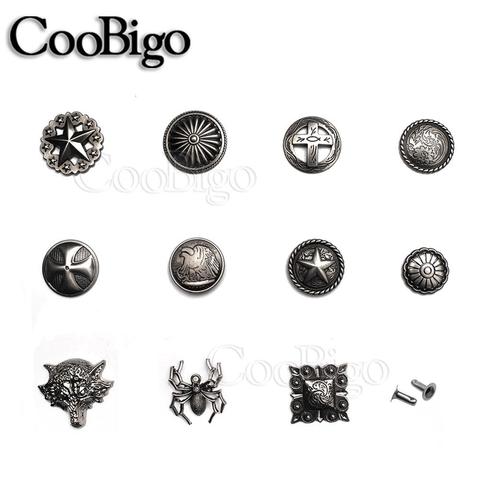 5sets Pewter Rivet Spikes Studs Punk Rock Apparel Cloth Cap Shoes Bag Pet Collar DIY Leather Craft Accessory Spider Star Wolf ► Photo 1/6