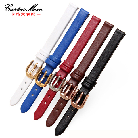 New women watchband 6mm 8mm 10mm Genuine leather strap high quality bracelet with pin buckle ► Photo 1/6