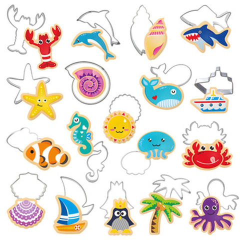 Hot Stainless Steel Marine Animals Cookie Cutter DIY Fondant Chocolate Cake Embossing Stencil Mold Biscuit Cute Mold Baking Tool ► Photo 1/6