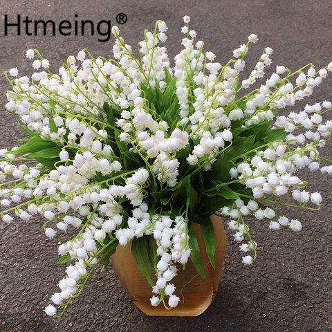 Artificial Lily of the Valley Flowers Bush white Campanula flowers Home Garden Wedding party indoor out door garden Decoration ► Photo 1/6