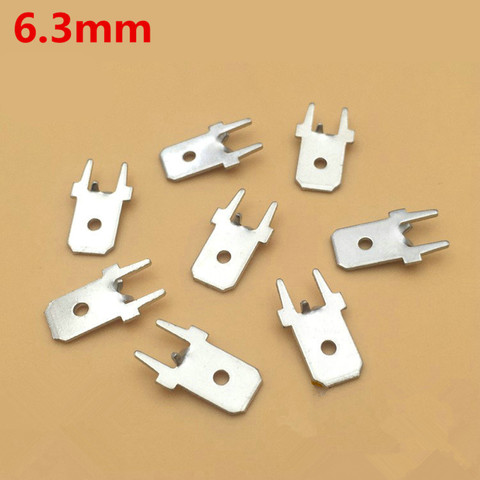 100pcs lug straight  Insert Solder Terminals 6.3mm 4.8mm Copper Male Crimp PCB Block Board Terminals ► Photo 1/2